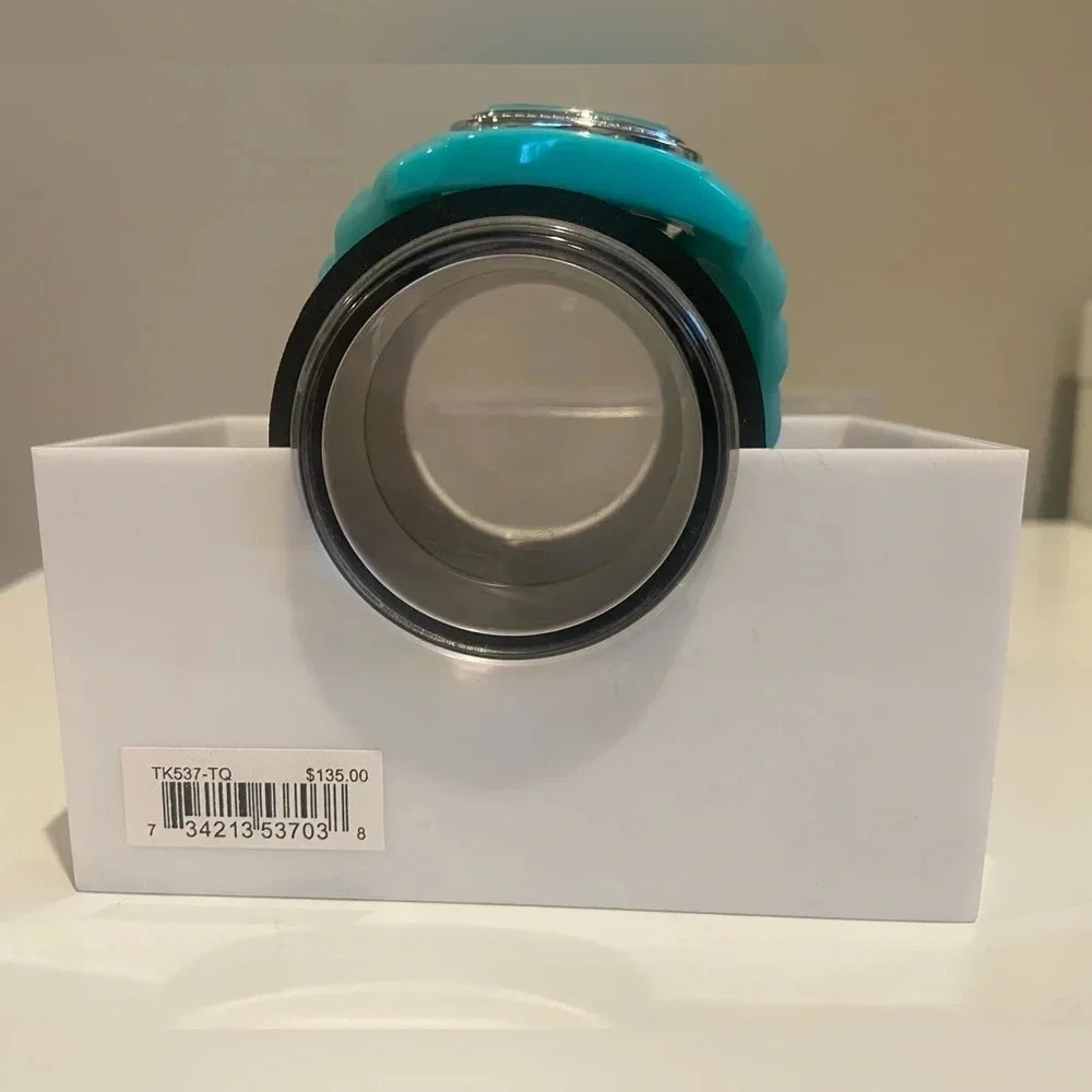 TKO Square Face Watch with‎ Silicone and Rhinestones Aqua Blue EUC
